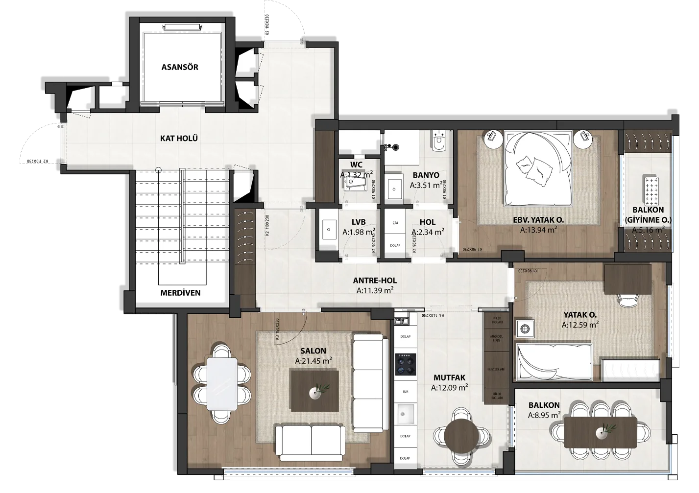 2+1 Klasik Normal Kat - Marker Görseli